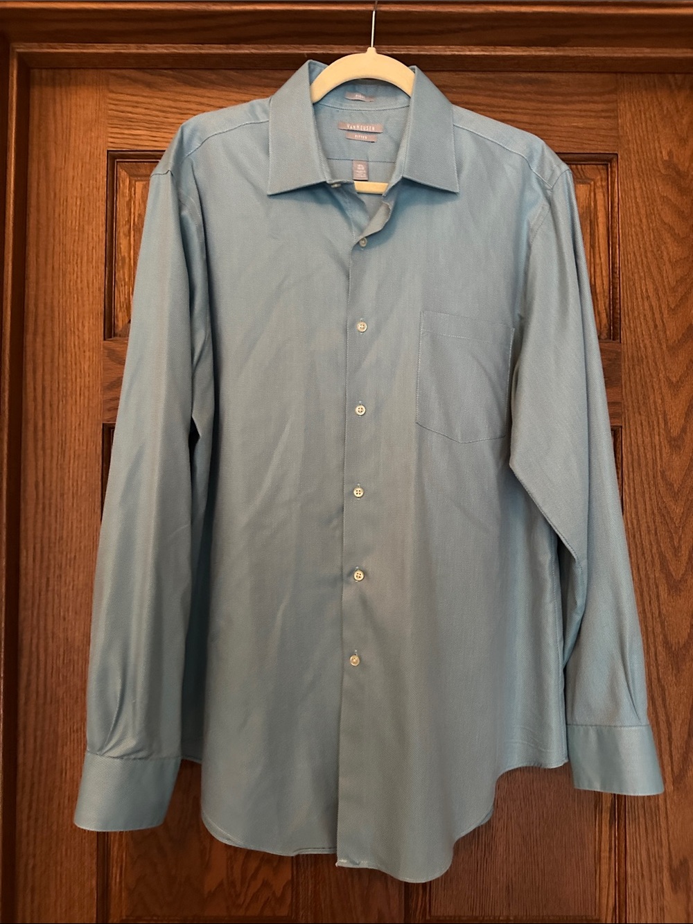 Van Heusen Light Blue Men's Dress Shirt - Long Sleeve Spread Collar
